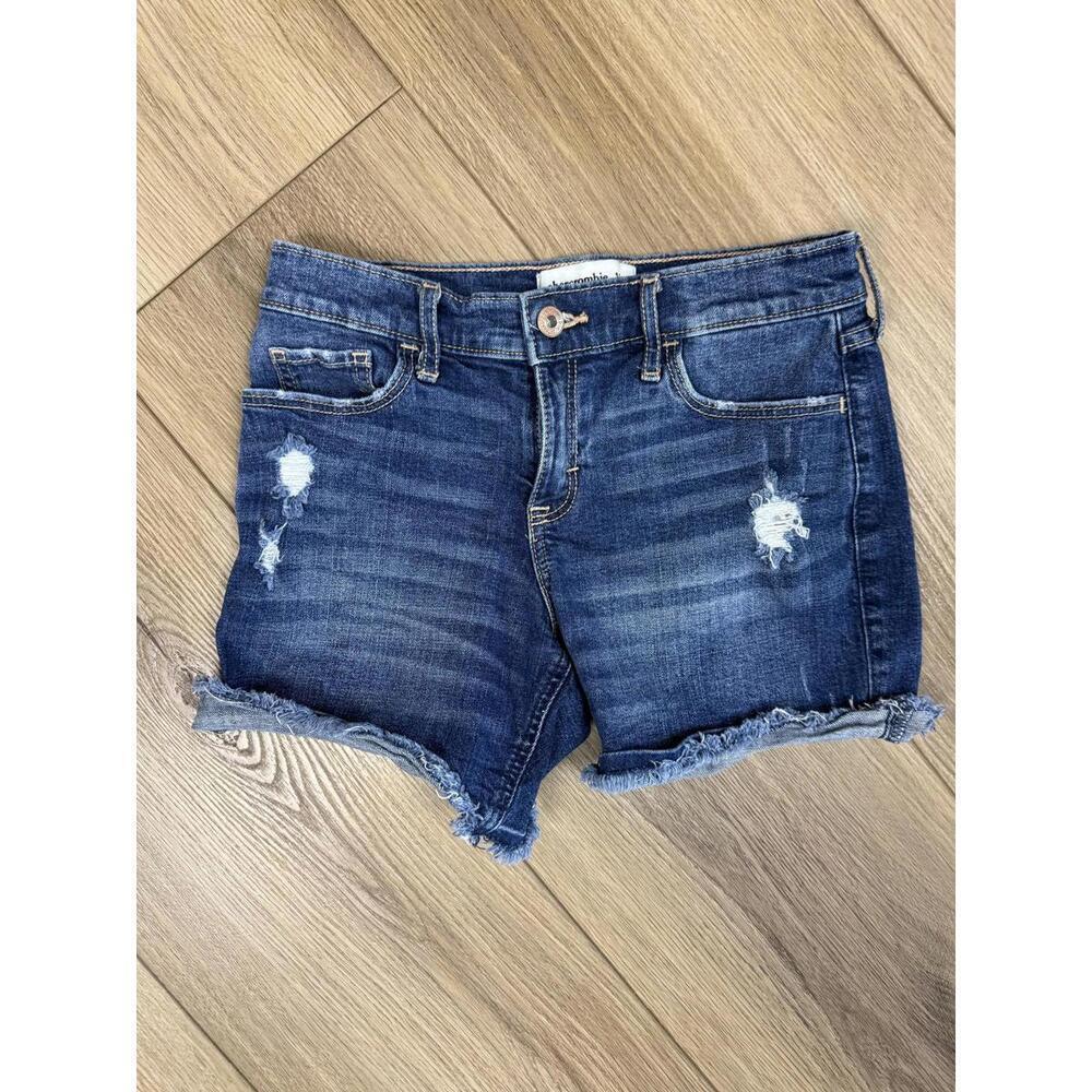 Abercrombie Kids Shorts Girls 16 Blue Distressed Cutoff Denim Frayed Hem Summer